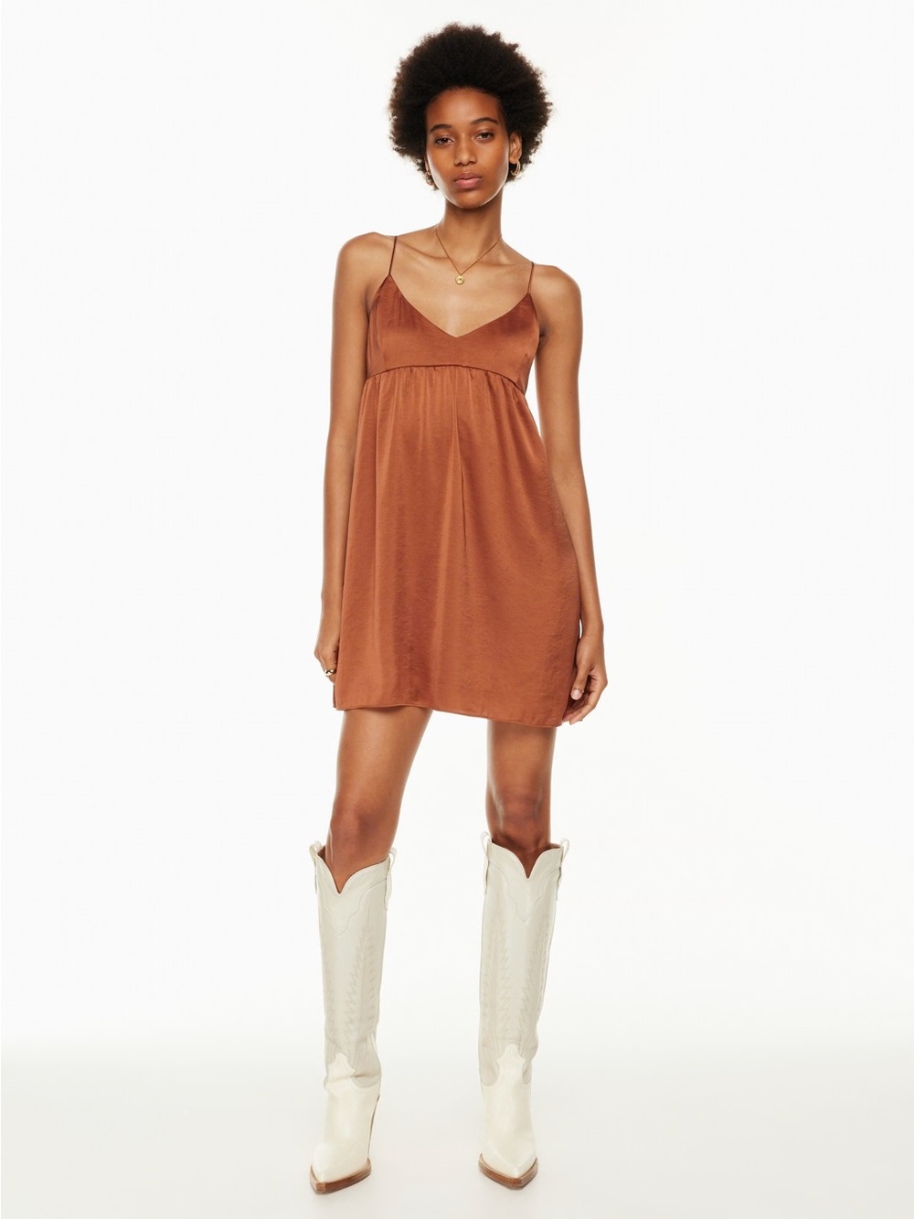 Wilfred Satin Lover Mini Dress in Copper